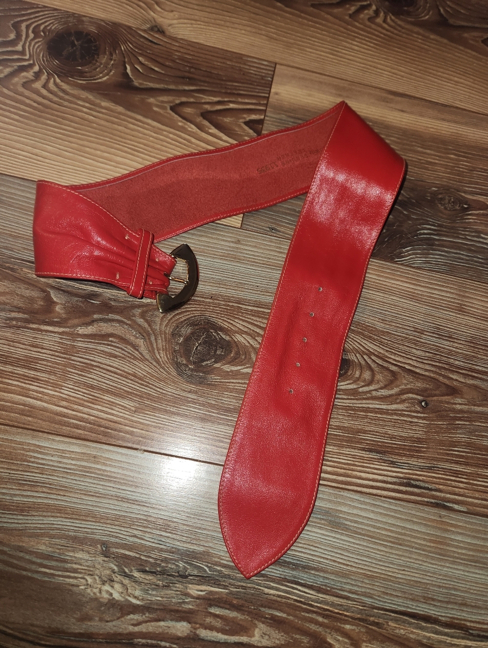 Morris Moskowitz Red Wide Leather Waist Belt - Size XS (ESTIMATE)